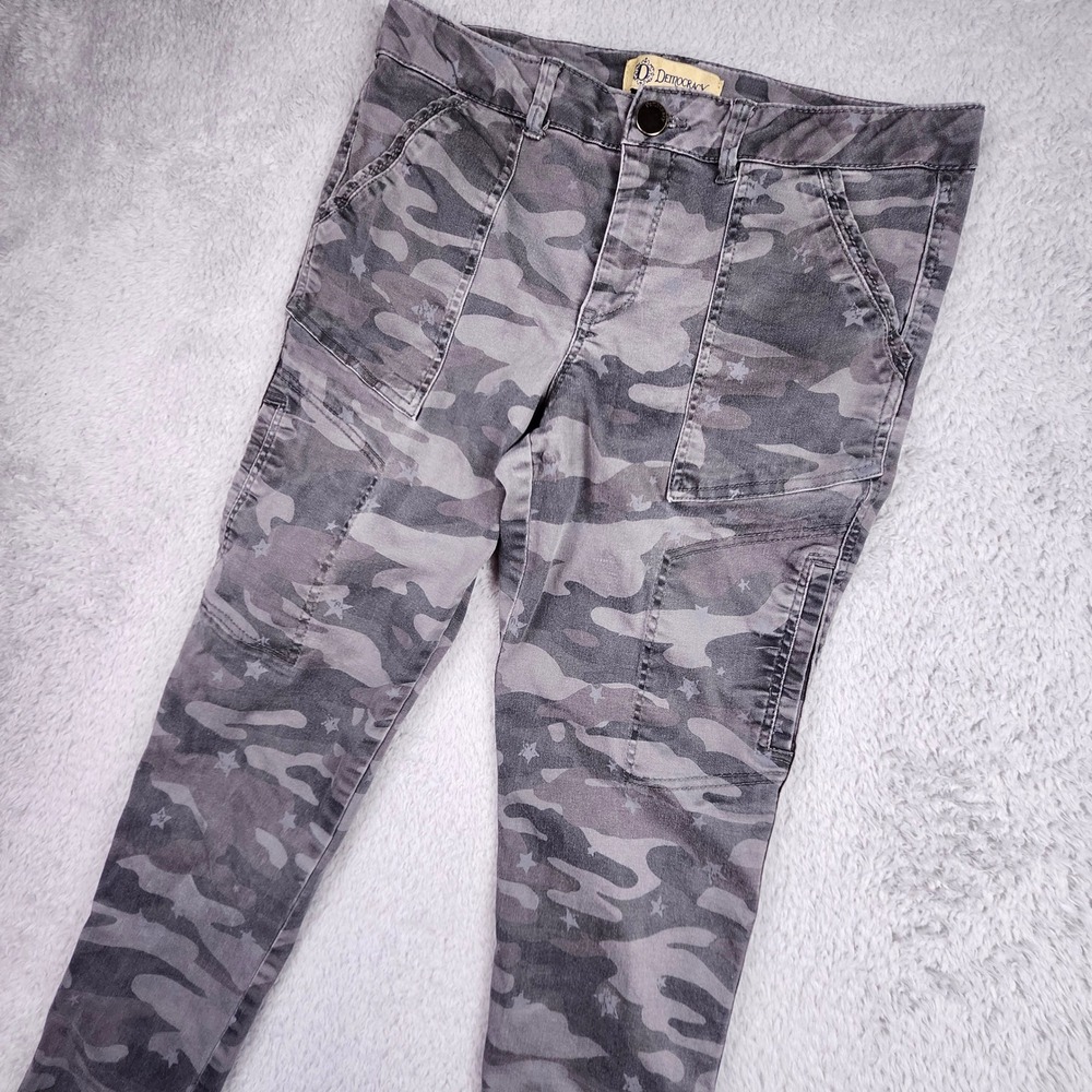 Democracy Flex-ellent Camouflage Pants Women 8 Gray Streetwear Stretch FLAWED